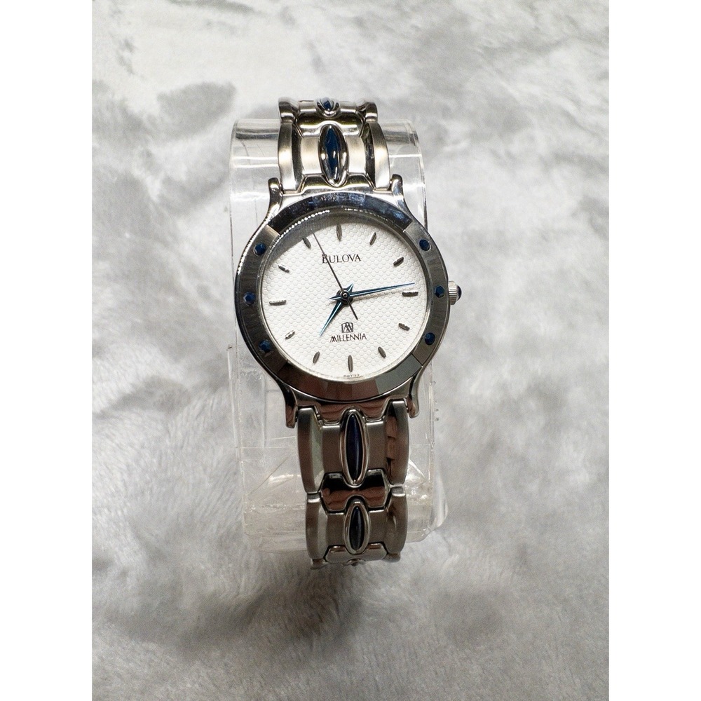 Vintage Bulova Millennia Ceramic 25mm Womens Silver Watch New Battery Y2k